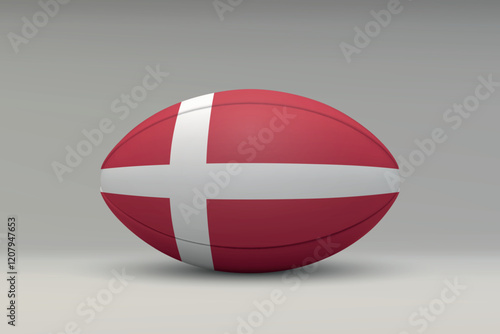 Denmark Rugby Ball with National Flag Design