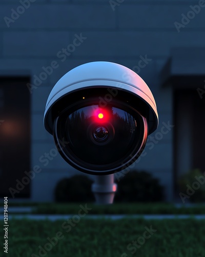 Security camera at night, red LED light photo