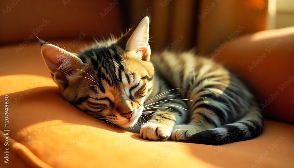 Cute domestic kitten sitting on a leaf generative ai Cute domestic kitten sitting on a leaf generative ai