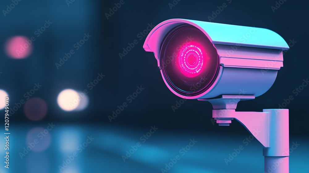 Futuristic security camera at night Futuristic security camera at night