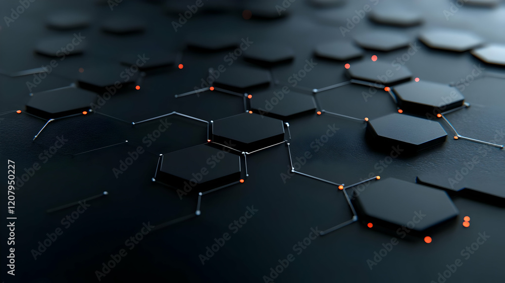Fototapeta premium Dark Hexagon 3D Abstract Background
