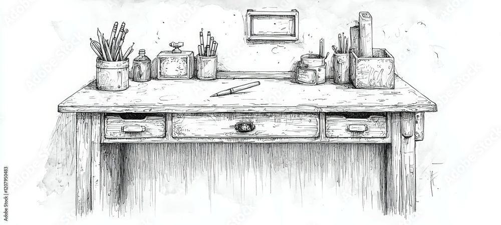 Fototapeta premium The Perfect Desk, Obsessive Compulsive Disorder OCD