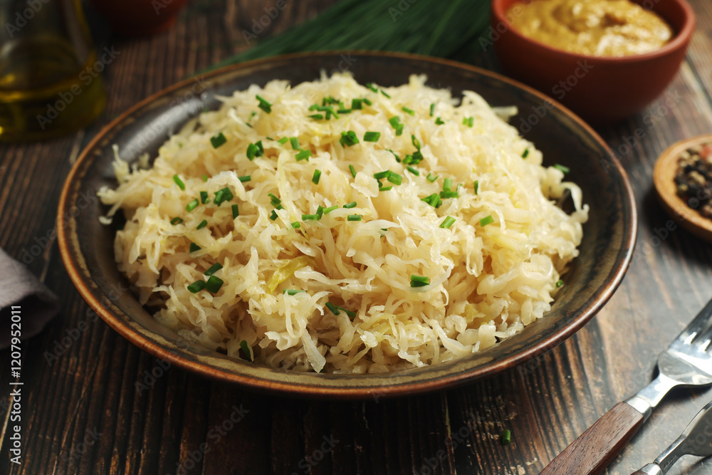 A bowl with traditional German Sauerkraut A bowl with traditional German Sauerkraut