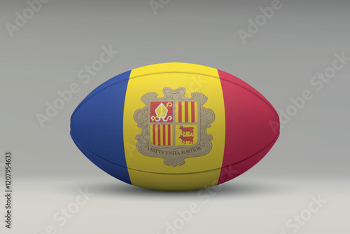 Andorra Rugby Ball with National Flag Design