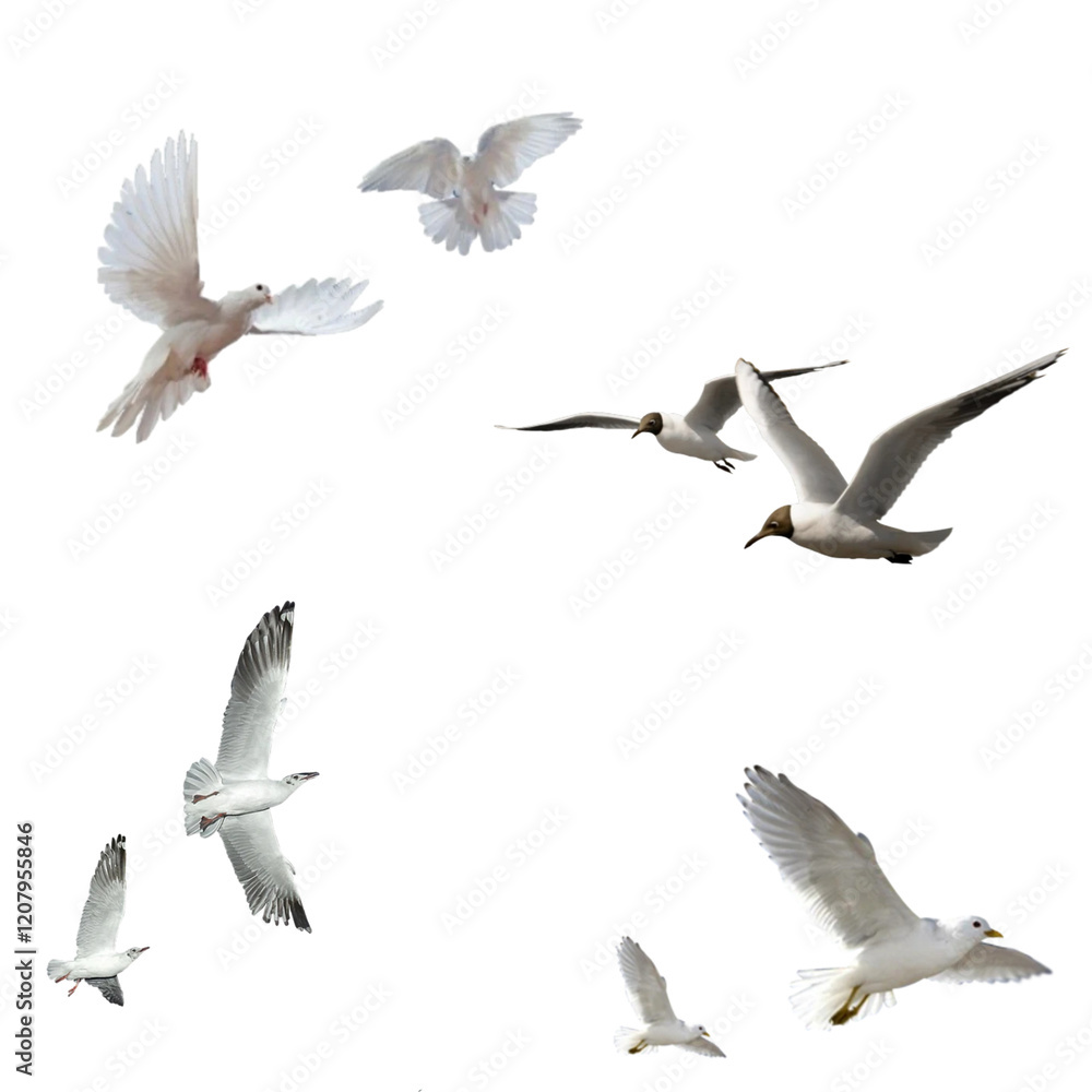 Obraz premium white bird png set raw