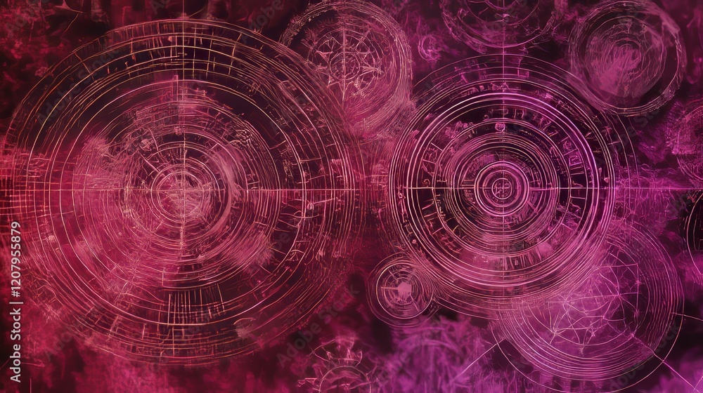 Fototapeta premium Mystic Circular Designs Abstract Art Pink Background