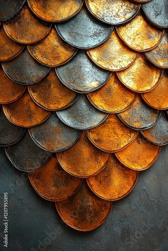 Wallpaper Mural Artistic metallic scales creative studio abstract artwork textured background close-up view visual design Torontodigital.ca