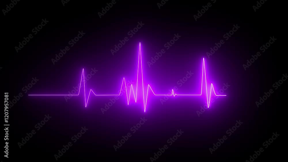 Neon glowing heart beat line animation. Neon glowing heart beat line animation.