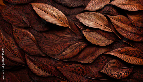 brown and dark foliage background texture showcasing an intricate pattern of dried leaves for nature inspired designs photo