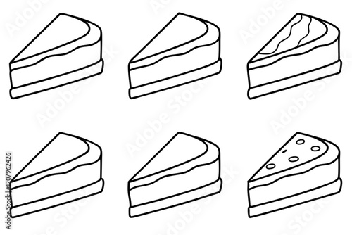 Cheesecake Slice Line Art Elegant Vector Set photo