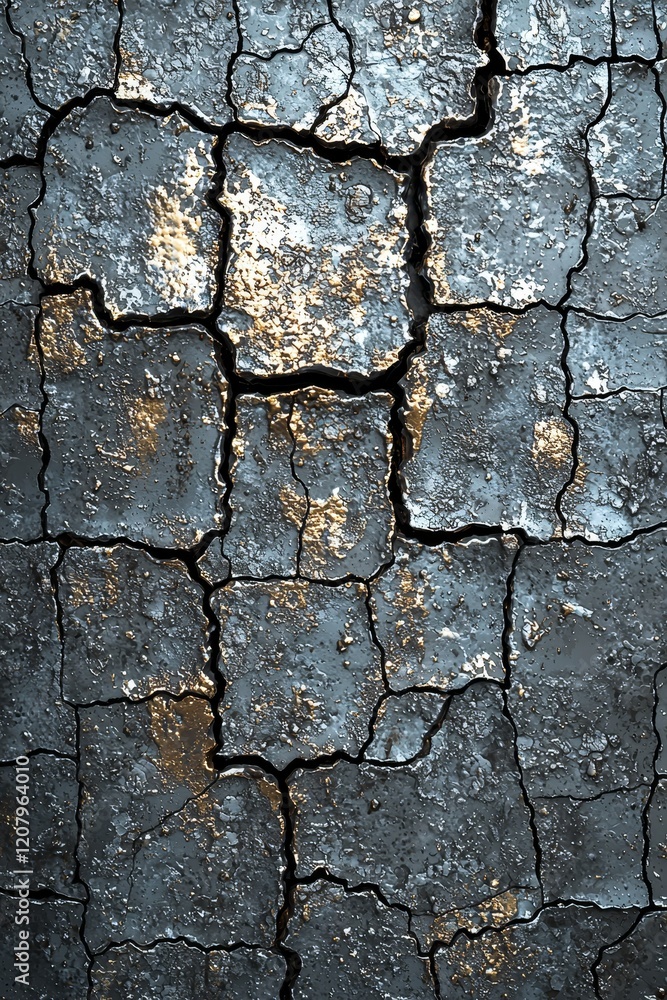 Obraz premium Cracked surface texture industrial setting abstract image dark environment close-up perspective visual concept