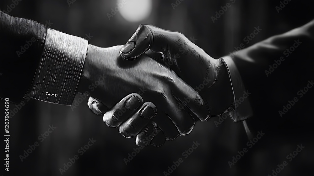 A handshake between two people in a suit A handshake between two people in a suit