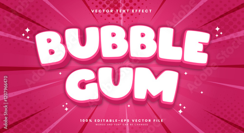 Bubble Gum 3d editable text effect Template Suitable for modern style