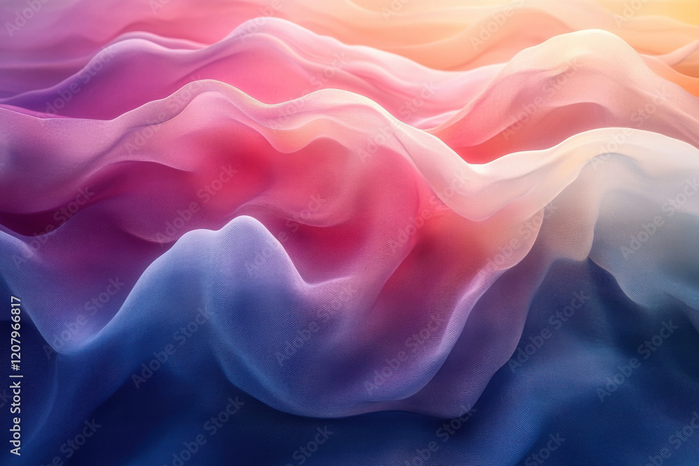 Obraz premium Soft, flowing abstract waves in vibrant colors, creating a smooth and dreamy atmosphere with fluid, gradient textures