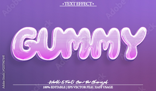 Gummy Vector Text Effect Editable Alphabet Pink Candy Sweet Bubblegum Bonbon