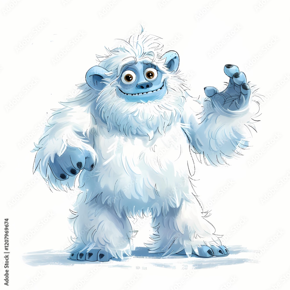 Obraz premium Yeti clipart. Watercolor illustration. AI-Generated Artistic Illustration. Detailed illustration