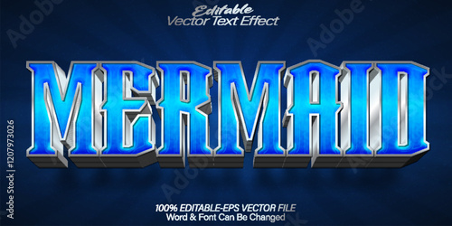 Mermaid Vector Text Effect Editable Alphabet Ocean Myth