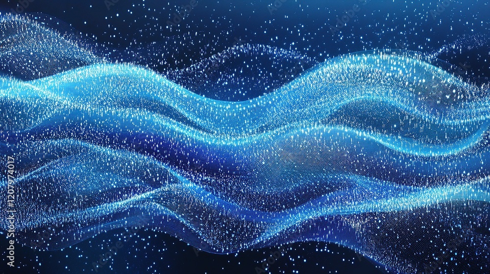 Obraz premium Modern Quantum Computer Technology Concept with Flowing Blue Lines
