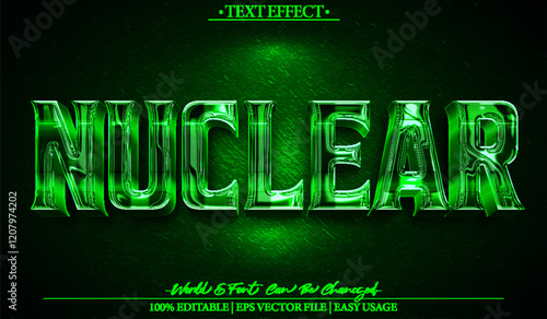 Nuclear Vector Text Effect Editable Alphabet Atom Energy Radiation Power