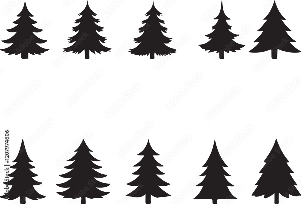 Obraz premium Christmas trees set