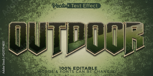 Outdoor Vector Text Effect Editable Alphabet Green Hiking Picnic Trail