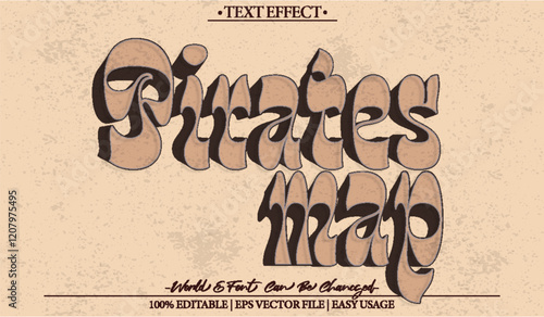 Pirates Map Vector Text Effect Editable Alphabet Sea Template Captain