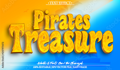 Pirates Treasure Vector Text Effect Editable Alphabet Sea Template Captain