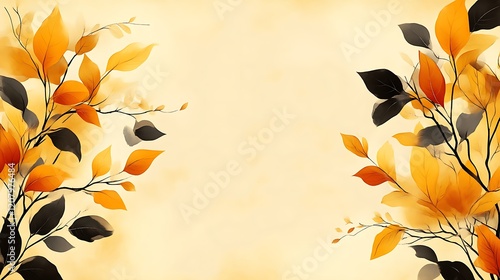 Autumnal Leaves Watercolor Branch Design