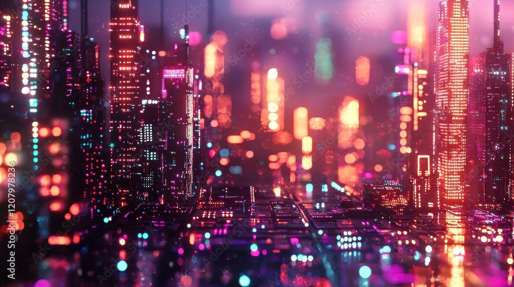 Neon Cityscape: A Futuristic Metropolis at Night Neon Cityscape: A Futuristic Metropolis at Night
