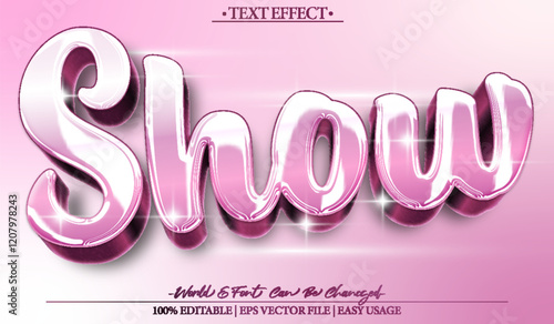 Show Text Effect Editable Alphabet Cartoon Comic Movie Cute Pink