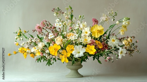 Wallpaper Mural A bouquet of spring flowers on a light background, space for text Torontodigital.ca