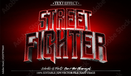 Street Fighter Vector Text Effect Editable Alphabet Combat Ninja War Battle Esport Gamer Videgame Red