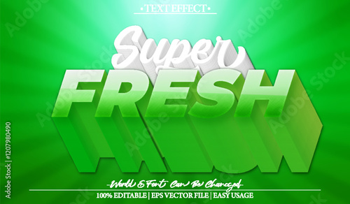 Super Fresh Vector Text Effect Editable Alphabet Green  Clean Mint Soft