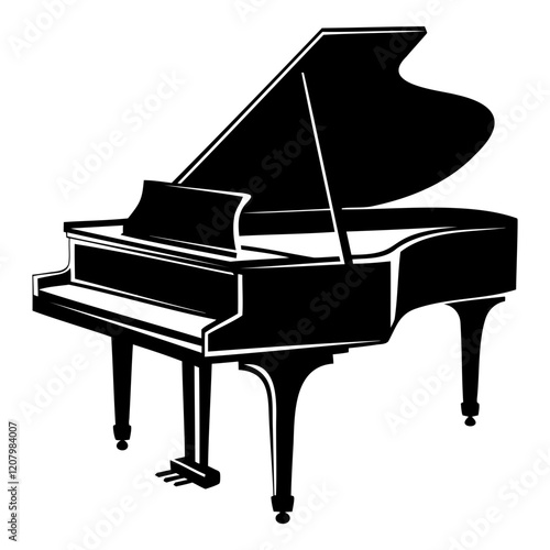 A Classical Piano Silhouette High-Quality Vector Design Isolated isolated on a transparent background