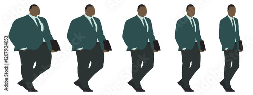 Conceptual fat overweight obese man vs slim fit healthy body after weight loss or diet, white background banner. A  fitness, nutrition or obesity, health care shape illustration vector as silhouettes