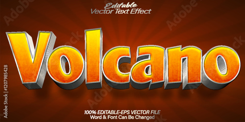 Valcano Vector Text Effect Editable Alphabet Cartoon Lava Fire Magma Hot