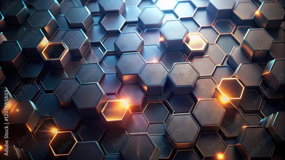 Abstract Hexagonal Pattern with Glowing Accents A Technological Background Image Abstract Hexagonal Pattern with Glowing Accents A Technological Background Image
