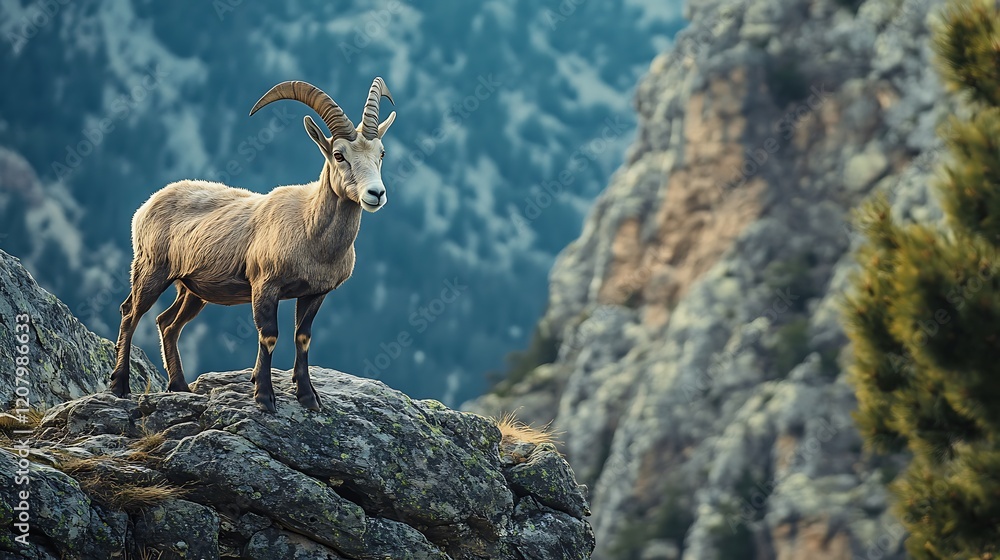 Majestic Mountain Goat Stands Proudly On Rocky Peak Majestic Mountain Goat Stands Proudly On Rocky Peak