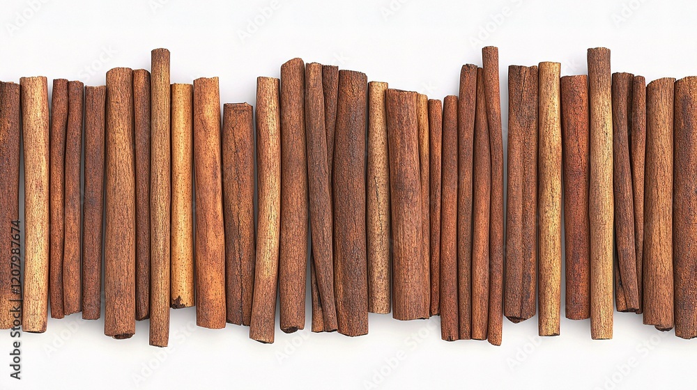 Detailed Close-Up of Isolated Cinnamon Sticks on White Background Detailed Close-Up of Isolated Cinnamon Sticks on White Background