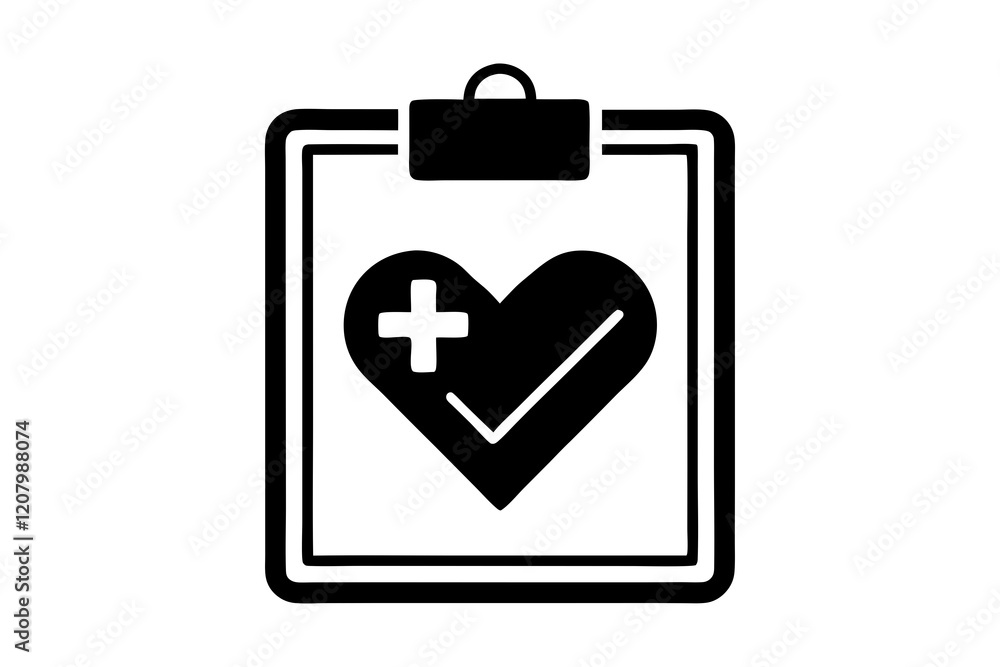 Health Check Line Art Icon on Clean White Background Health Check Line Art Icon on Clean White Background