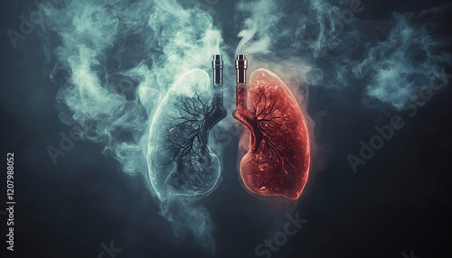 Impact of E-Cigarettes Visual Transformation from Healthy Lung to Damaged Lung in Cautionary Scene