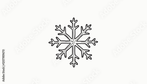 Black and white sketch of a snowflake