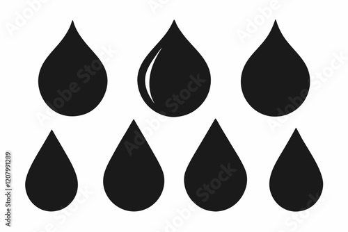 Vector illustration of Water drop icon set isolated. Rain drop silhouette set

