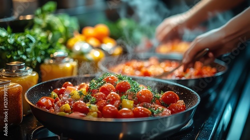 Wallpaper Mural Cooking Fresh Vegetables in a Modern Kitchen Torontodigital.ca