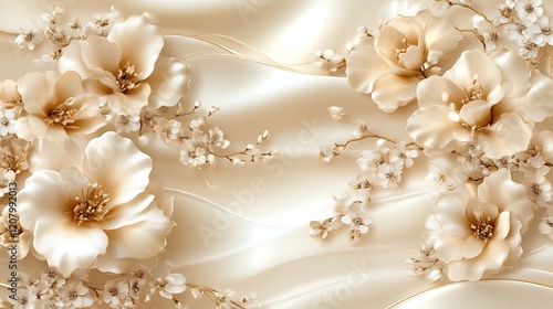 Elegant Cream Flowers on a Smooth Beige Background