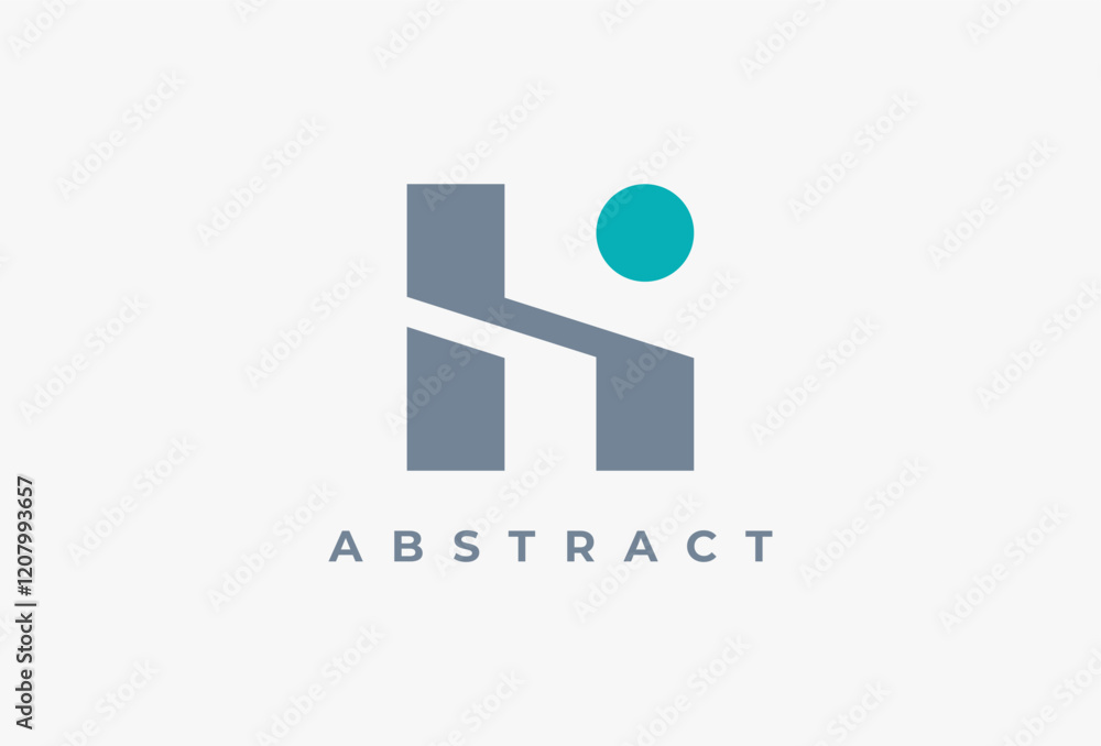 Modern Letter H formed with Geometric and Dot shape Logo Element