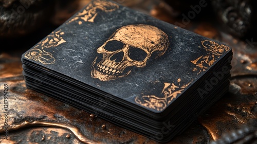 Modern business card design with a detailed skull motif for tattoo artists and studios