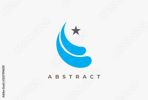 Shooting star illustration design, flat sparkling star template vector. Flat Vector Logo Design Template Element.