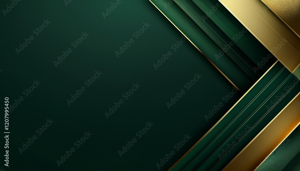Abstract Dark Green Gold Geometric Design, copy space Abstract Dark Green Gold Geometric Design, copy space