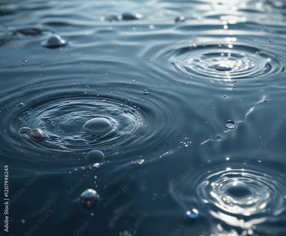 Close up of water surface with bubbles and ripples, splash, purity Close up of water surface with bubbles and ripples, splash, purity